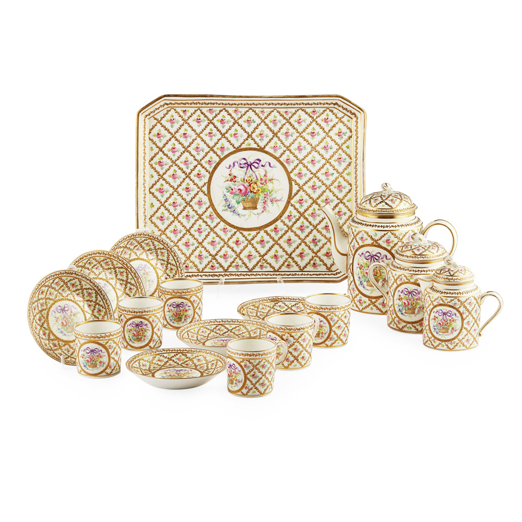 SEVRES STYLE PORCELAIN COFFEE SERVICE, 19TH CENTURY