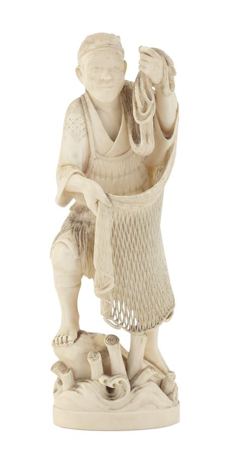 JAPANESE CARVED IVORY OKIMONO, MEIJI PERIOD