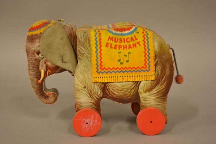 1940's Fisher-Price Musical Elephant Pull Toy #145