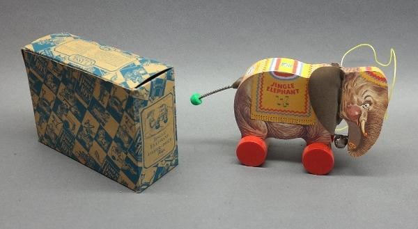 1993 Fisher-Price Jingle Elephant Pull Toy in Box