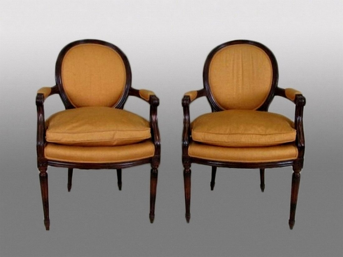 Pair of louis xvi style armchairs