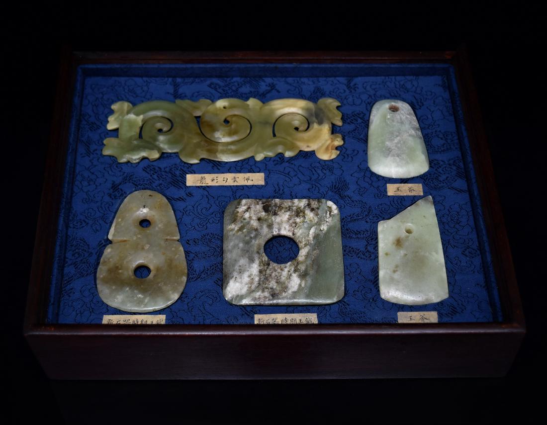 Set of 5 pcs chinese neolithic ritual jade attributes