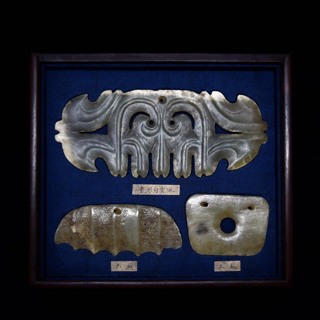 Set of 3 pcs chinese neolithic ritual jade attributes
