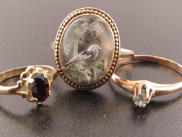 THREE GOLD LADIES GEMSTONE RINGS