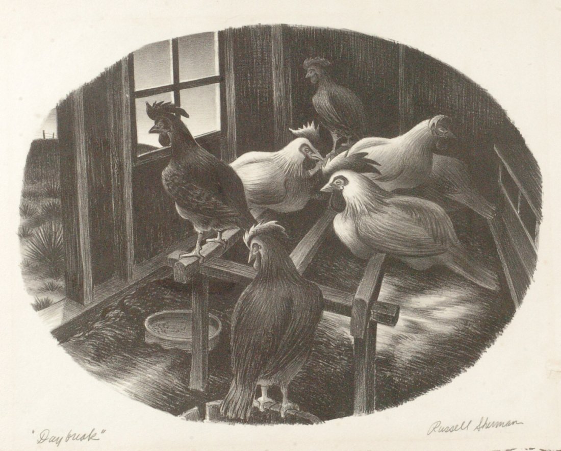 RUSSELL SHERMAN PENCIL SIGNED LITHOGRAPH 'DAYBREAK'