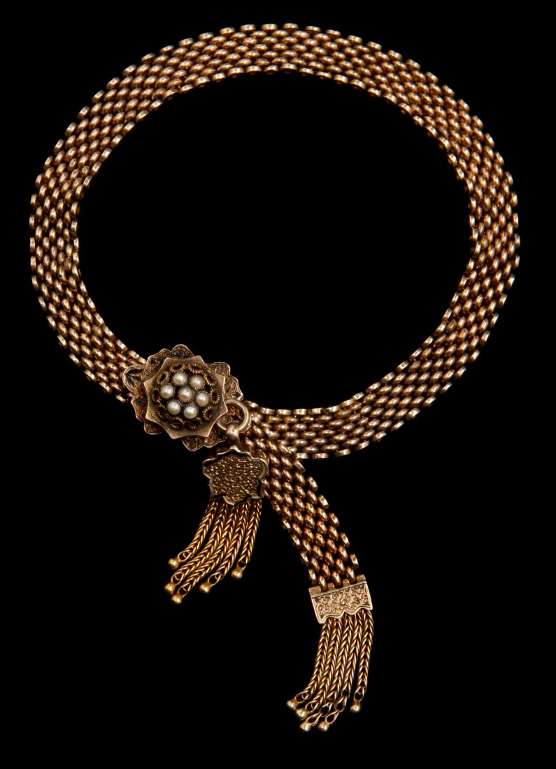 A VICTORIAN MESH BRACELET WITH SLIDE