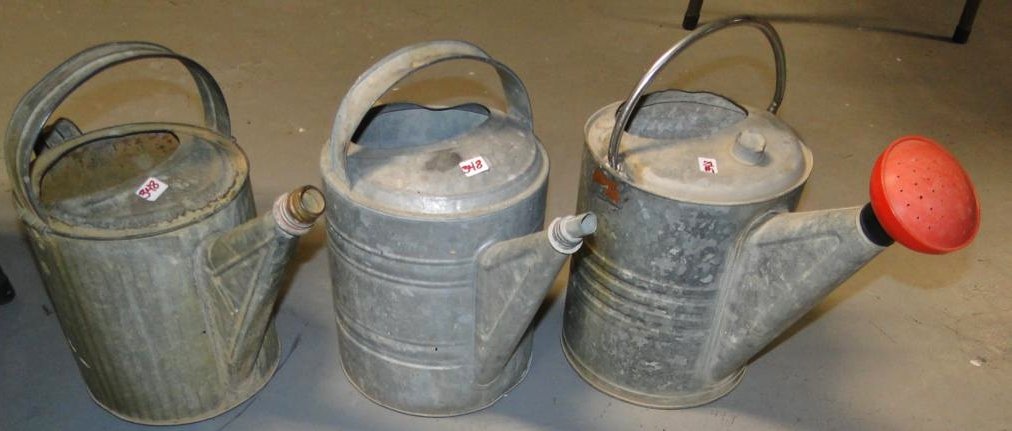 Three watering cans