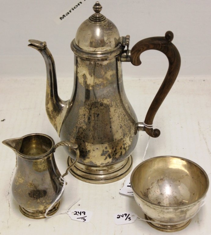 Three piece gorham sterling silver tea set
