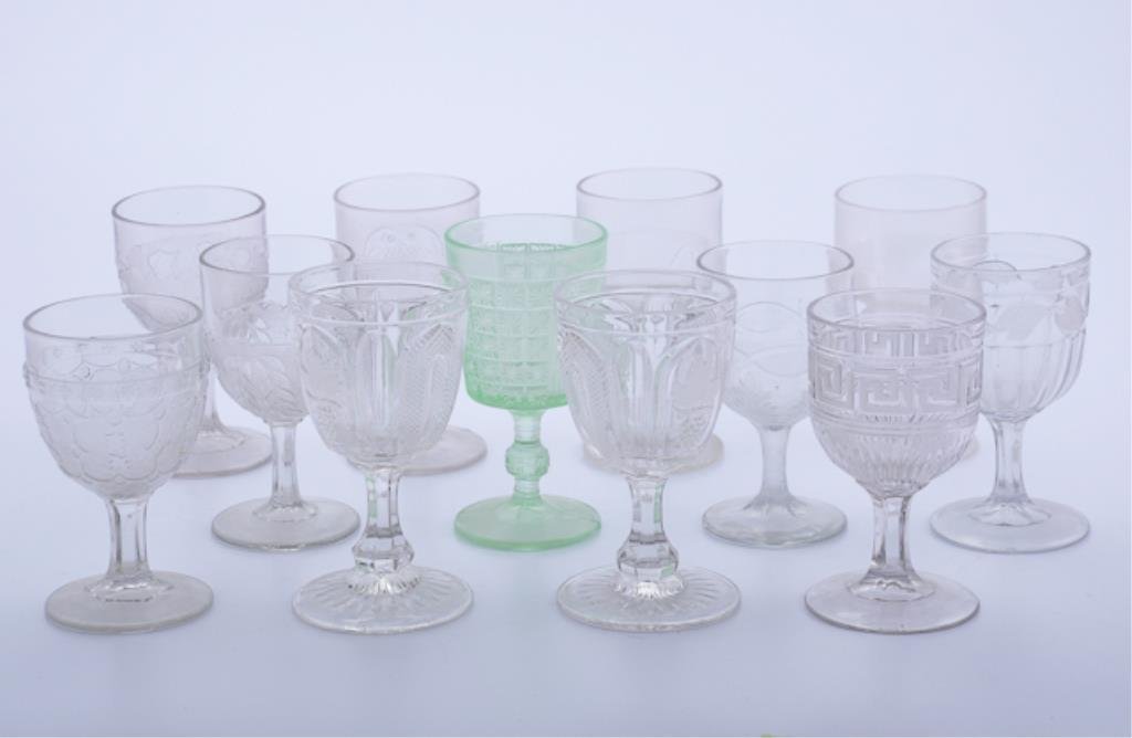 Lot of pattern glass goblets