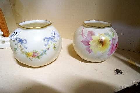 2 Royal Worcester hand painted floral vases