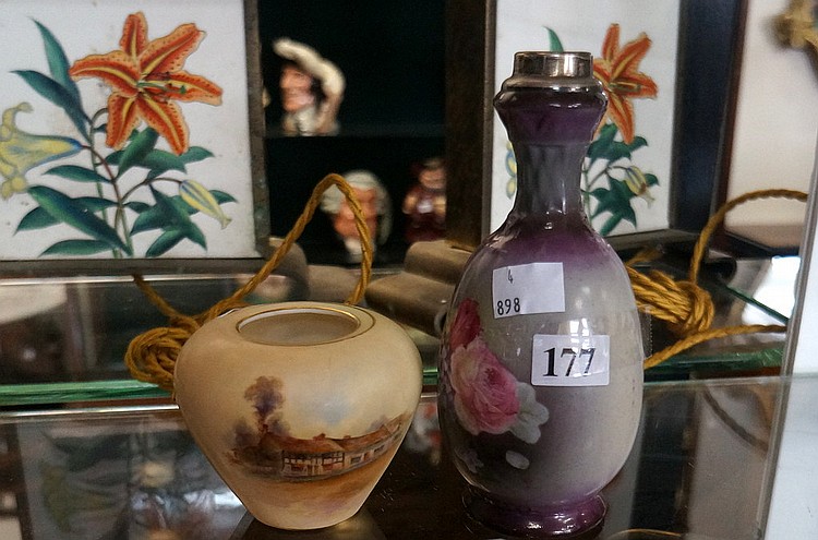 Royal Worcester blush ivory vase hand painted with house...
