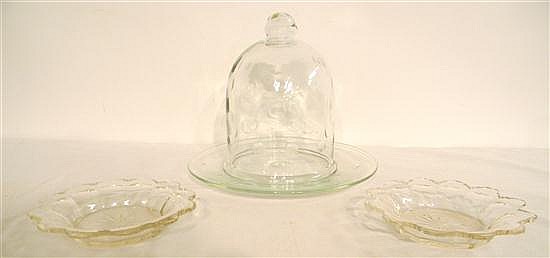 Cut glass cheese dome on tray