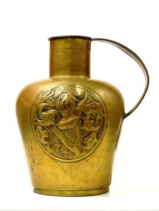 Large decorative brass ewer
