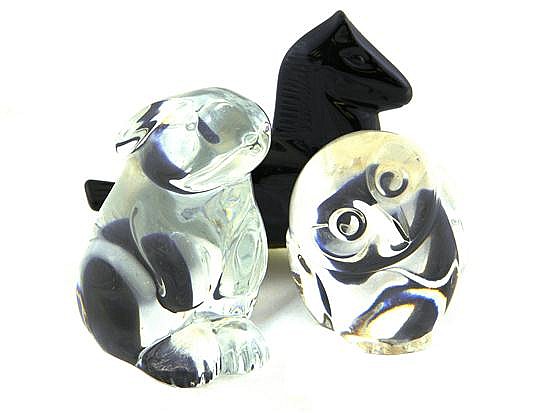 Bacccarat and Steuben animal figurines