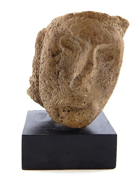 TRIBAL: Pre-Columbian fragment of stone head