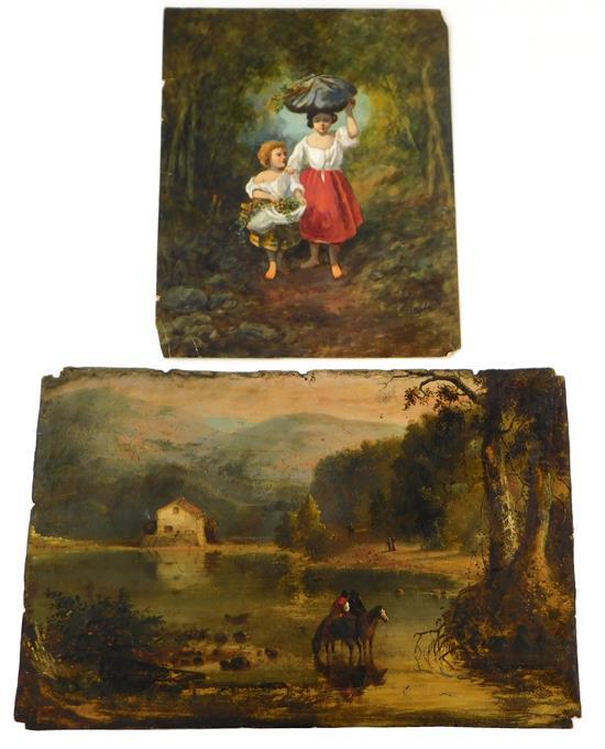 Two unframed artworks