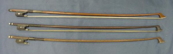 4: LOT (3) VINTAGE VIOLIN /CELLO BOWS