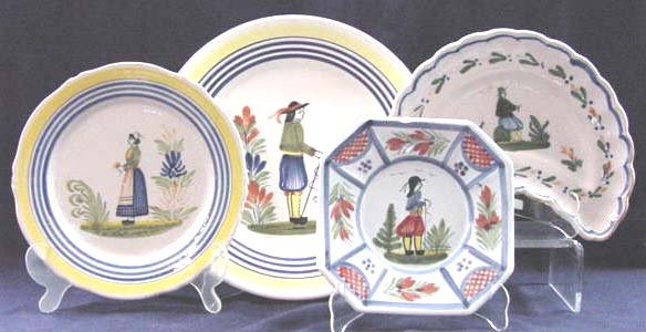 395: LOT (16) ASSORTED QUIMPER POTTERY