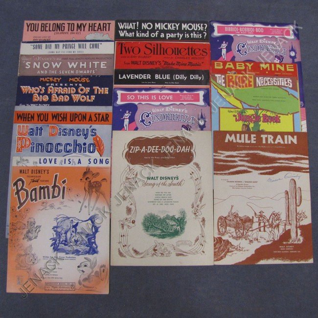 304: LOT (14) ASSORTED VINTAGE WALT DISNEY SHEET MUSIC