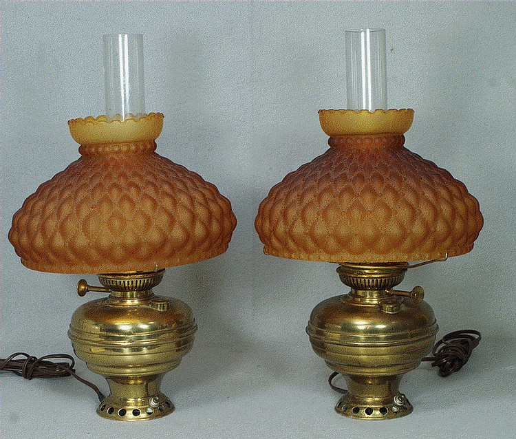 Pr brass Dressel Railway Lamp Works table lamps