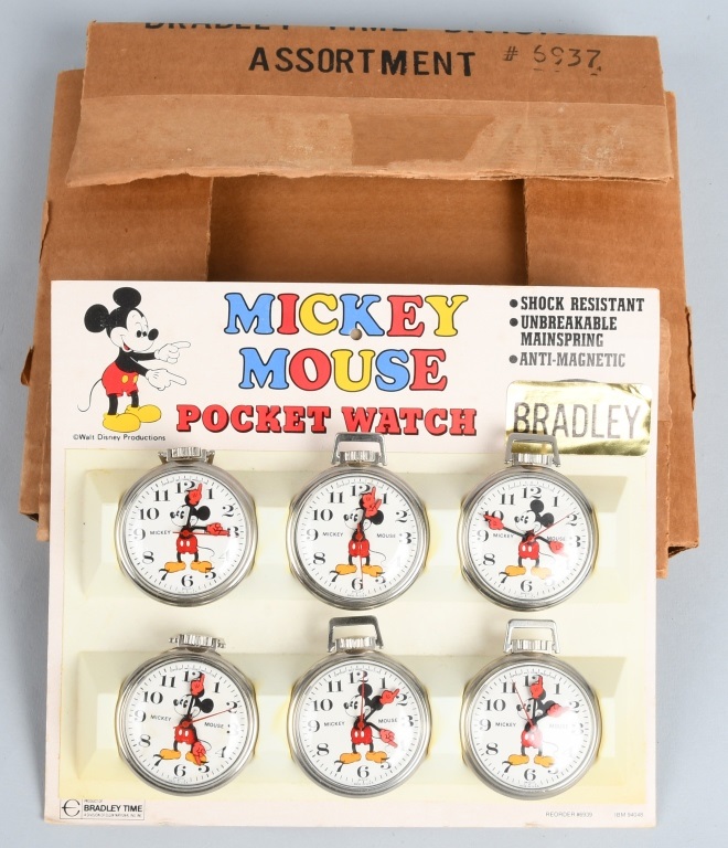 BRADLEY 6 MICKEY MOUSE POCKET WATCH DISPLAY