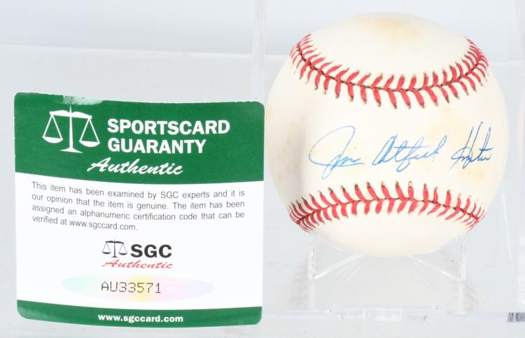 AUTOGRAPHED JIM "CATFISH" HUNTER BASEBALL SGC