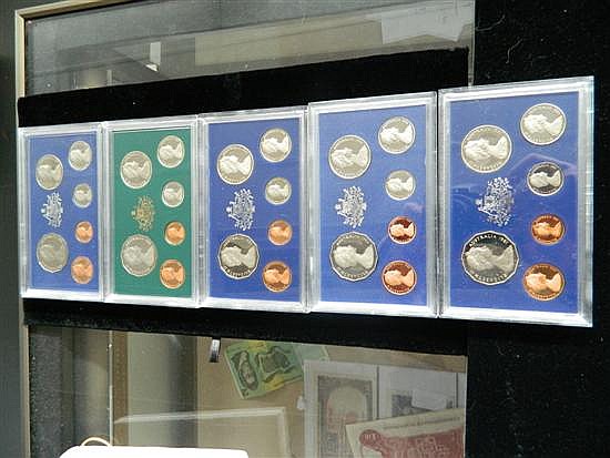 Five Royal Australian Mint Proof Coin sets 1980/1981/1982/1983/1984