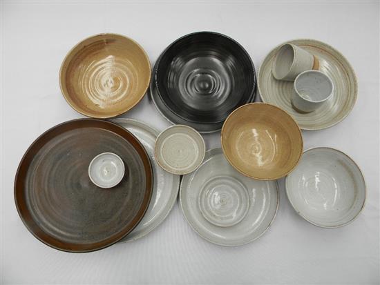 Fourteen pieces assorted glazed pottery samples