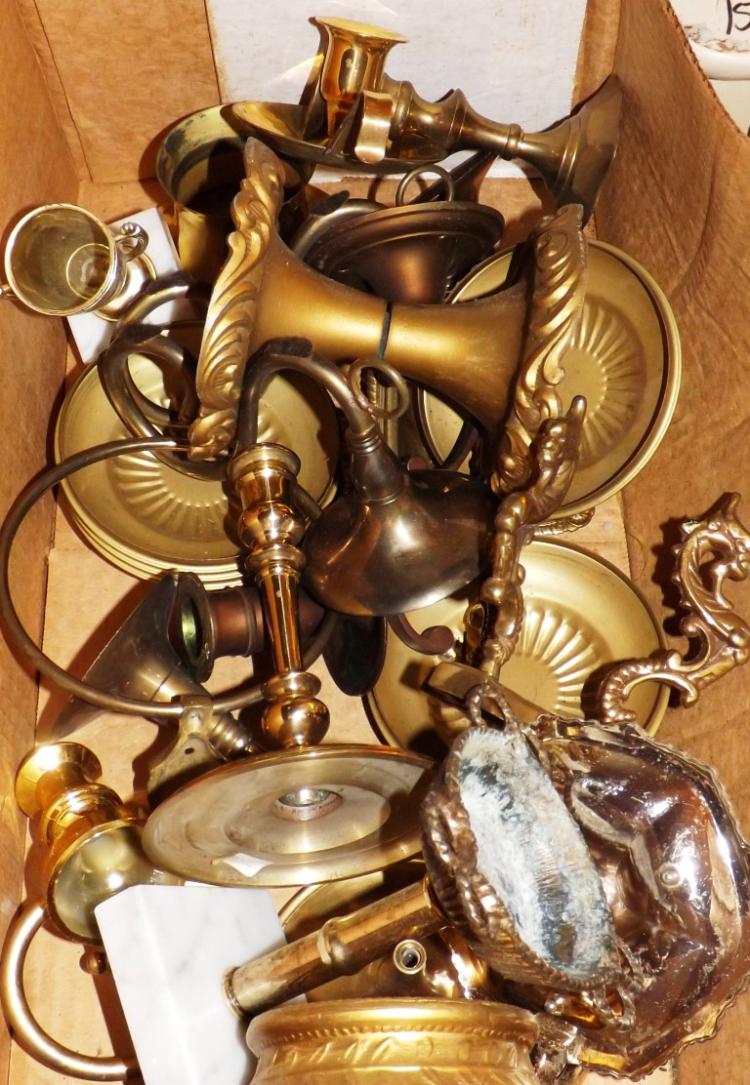 Box Lot-Assorted Brass and Lamp Parts