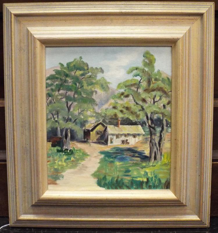 Oil on Board "Mountain Ranch" American Mid 20th C...