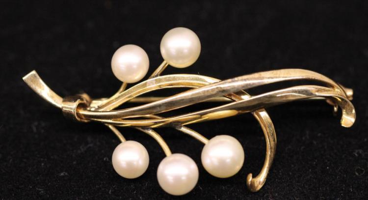 Vintage Gold & Pearl Pin Brooch