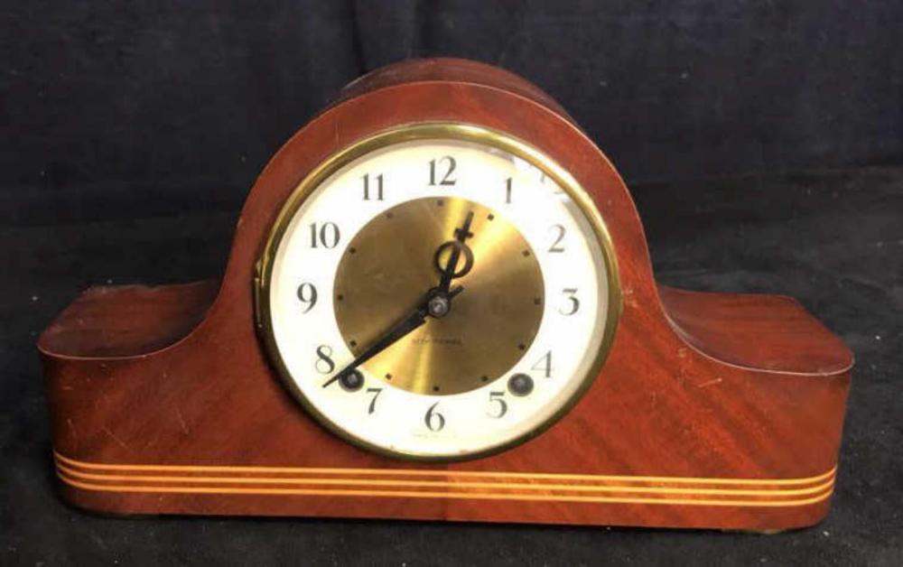 Seth Thomas Inlaid Wood Mantle Clock