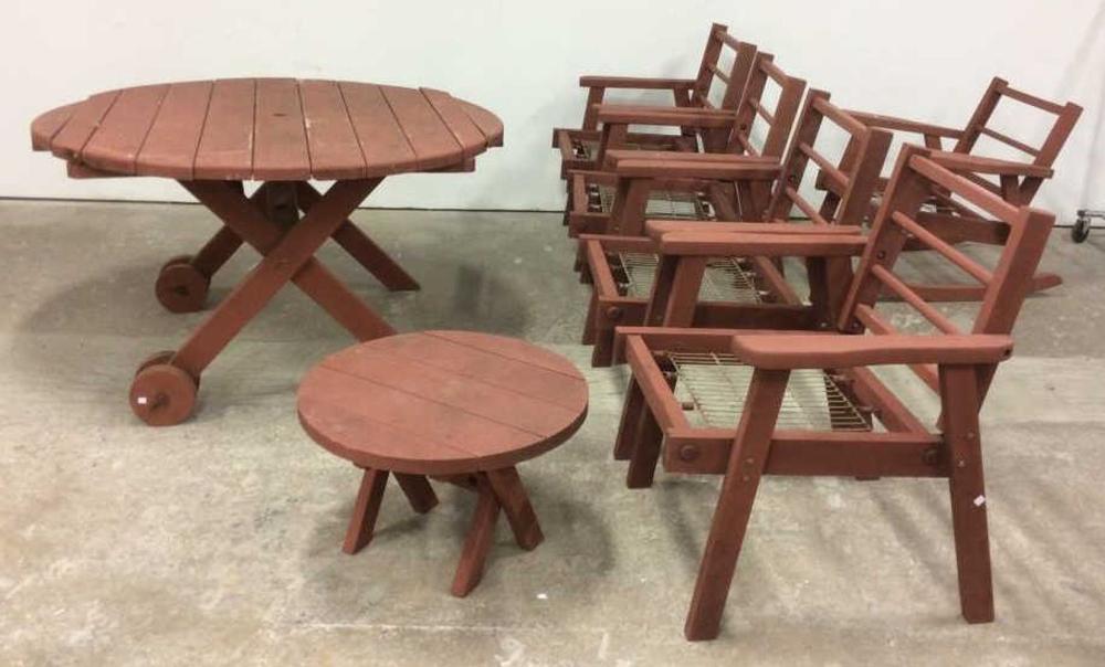 Wood Adirondack Style Outdoor Furniture Set