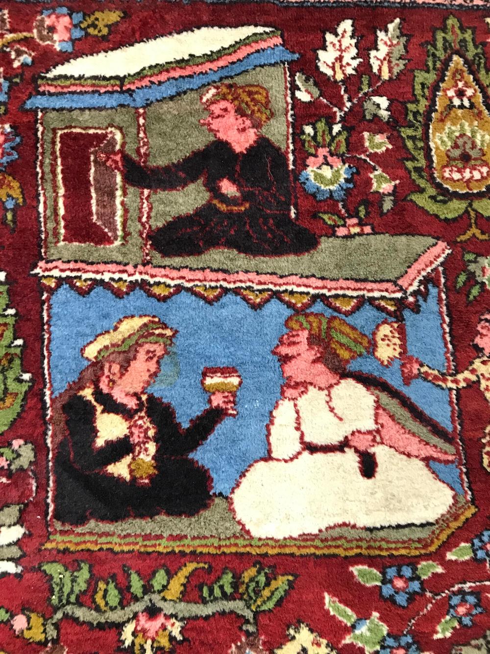 Vintage Handmade Folk art Wool Rug
