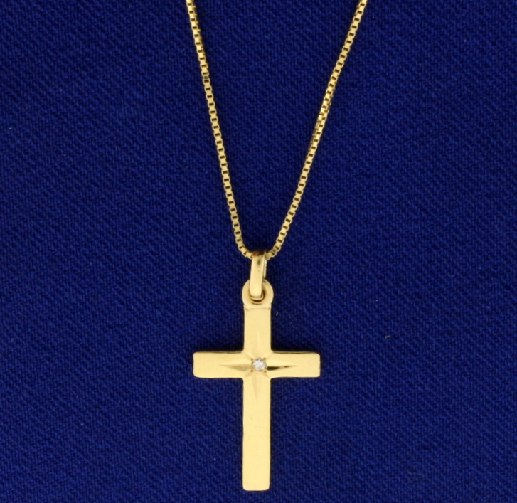 18 Inch Diamond Cross Pendant and Chain