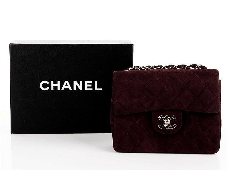 Chanel Purple Suede Classic Quilted Mini Flap Bag