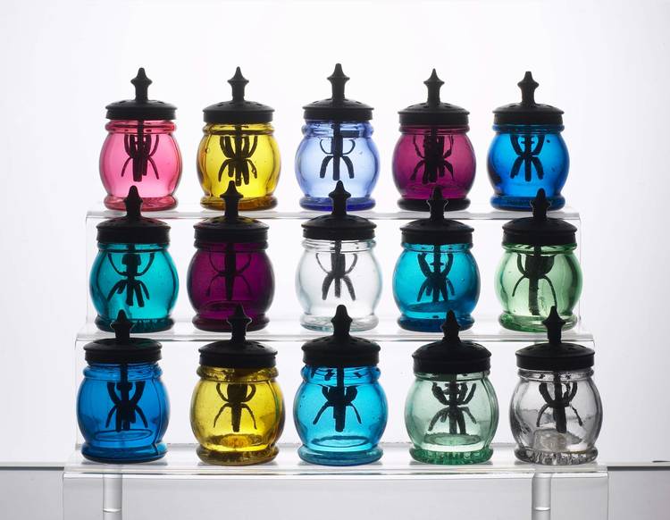 FIVE BLOWN-MOLDED "CHRISTMAS SALTS," BOSTON AND SANDWICH GLASS COMPANY