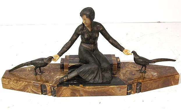 FRENCH ART DECO SPELTER & ONYX SCULPTURE
