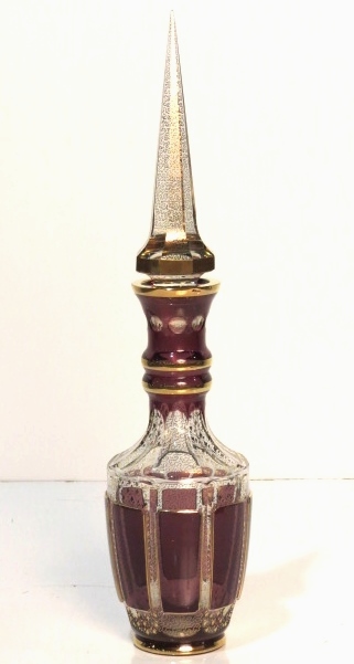 23" ANTIQUE MOSER BOHEMIAN GLASS AMETHYST DECANTER