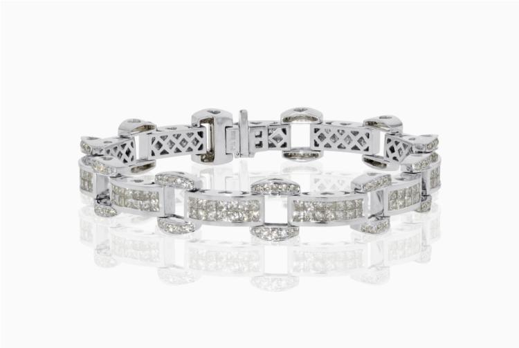 14K Lady's White Gold 6.50ct Diamond Bracelet
