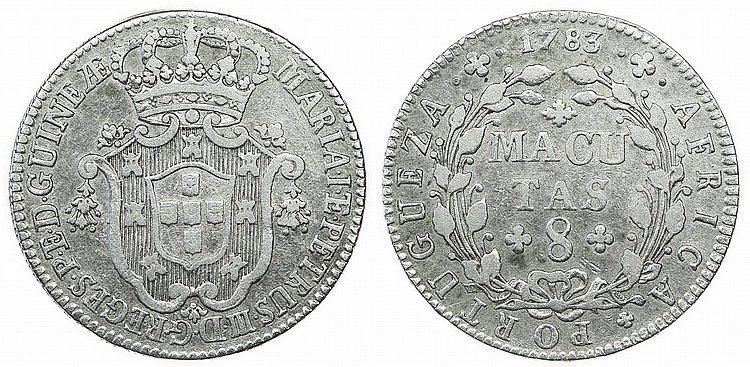 Angola - D. Maria I e D. Pedro III - 8 Macutas 1783