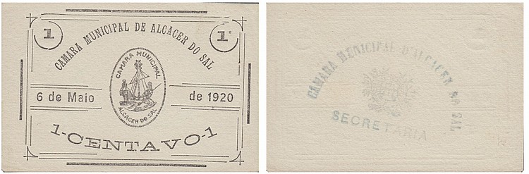 Cédula - Alcácer do Sal 1 Centavo 1920