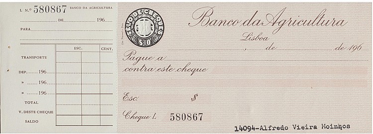 Check - Banco da Agricultura 196( )