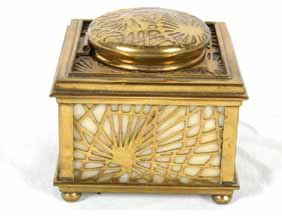 Tiffany Studios \’Pine Needle\’ Desk Inkwell Gilt