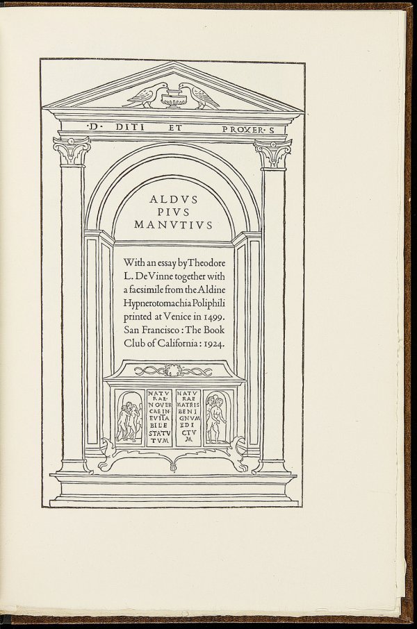 165: Aldus Pius Manutius - Grabhorn Leaf Book