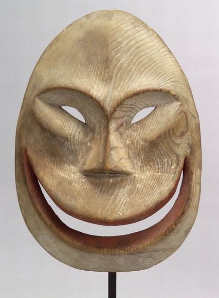 Inuit Polychrome Carved Wood Mask