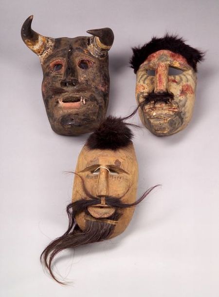 Three Northern Mexican Carved Wood Masks