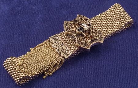 Victorian 14kt Gold, Seed Pearl, and Enamel Slide Bracelet