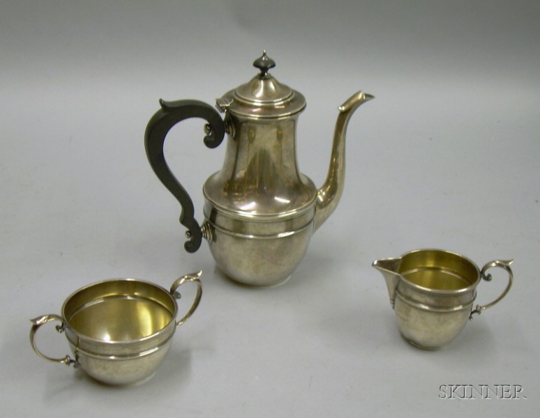 Three Piece Gorham Sterling Silver Tea Set.