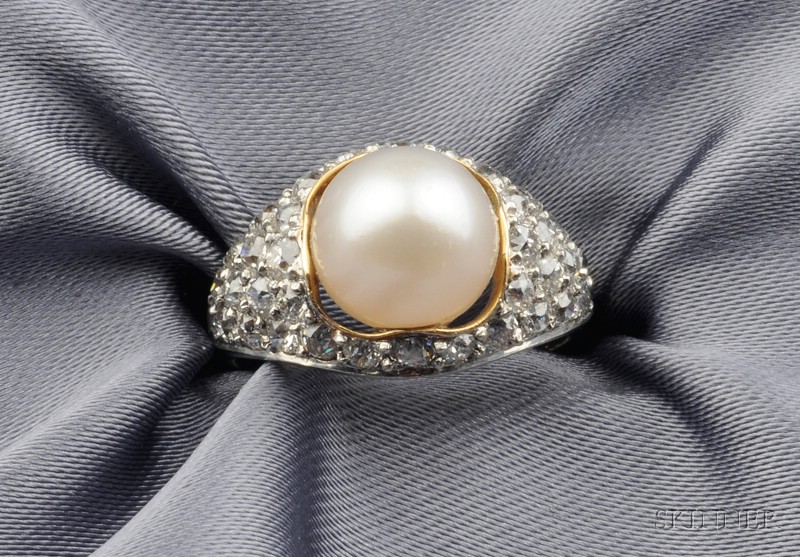 Edwardian Pearl and Diamond Ring, Marcus & Co.